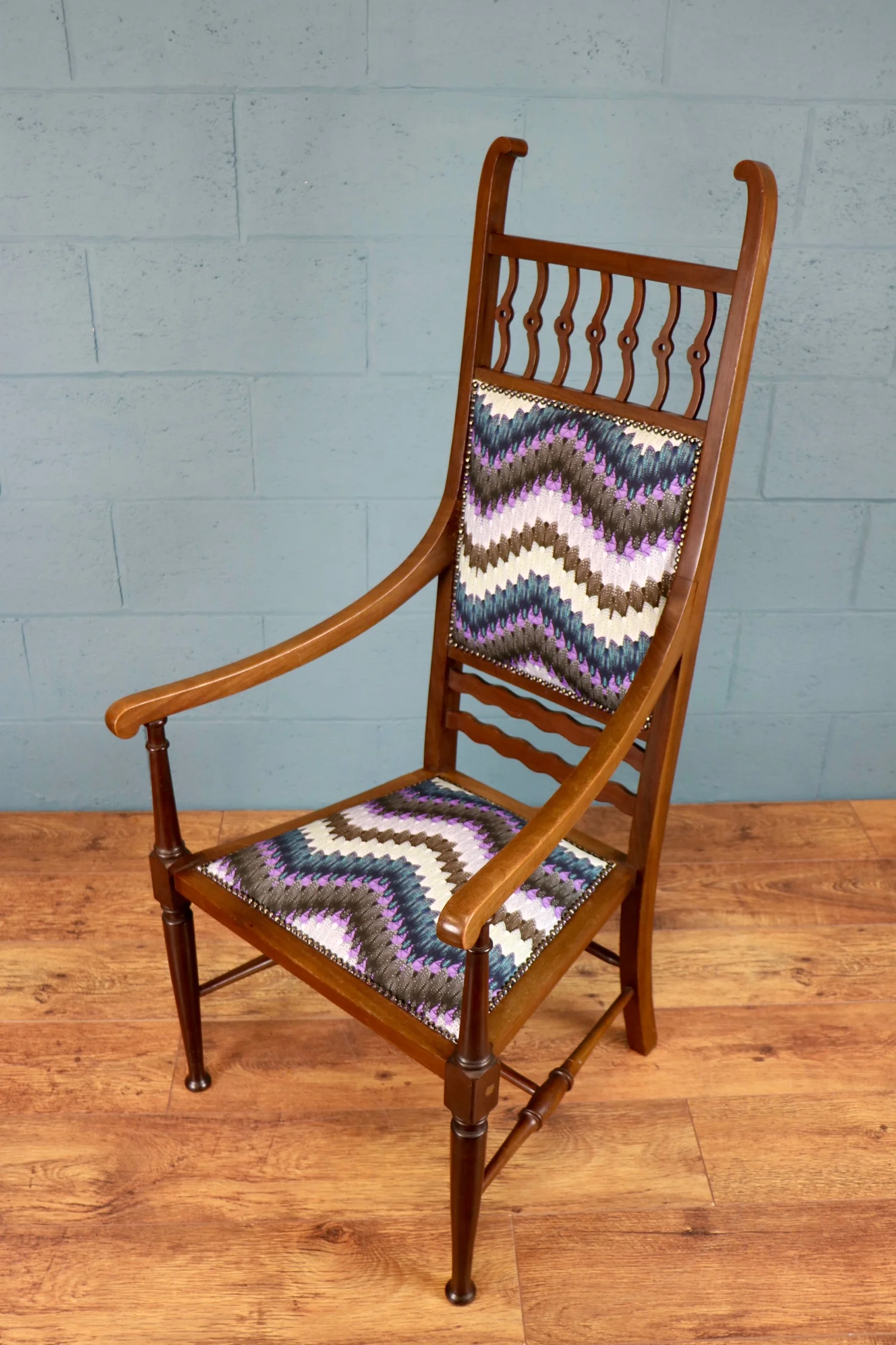 Arts and Crafts chair with Timorous Beasties fabric