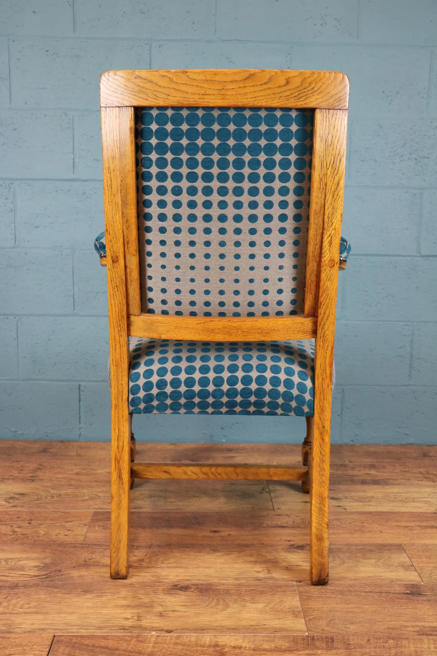 Oak armchair, Kirby Design fabric