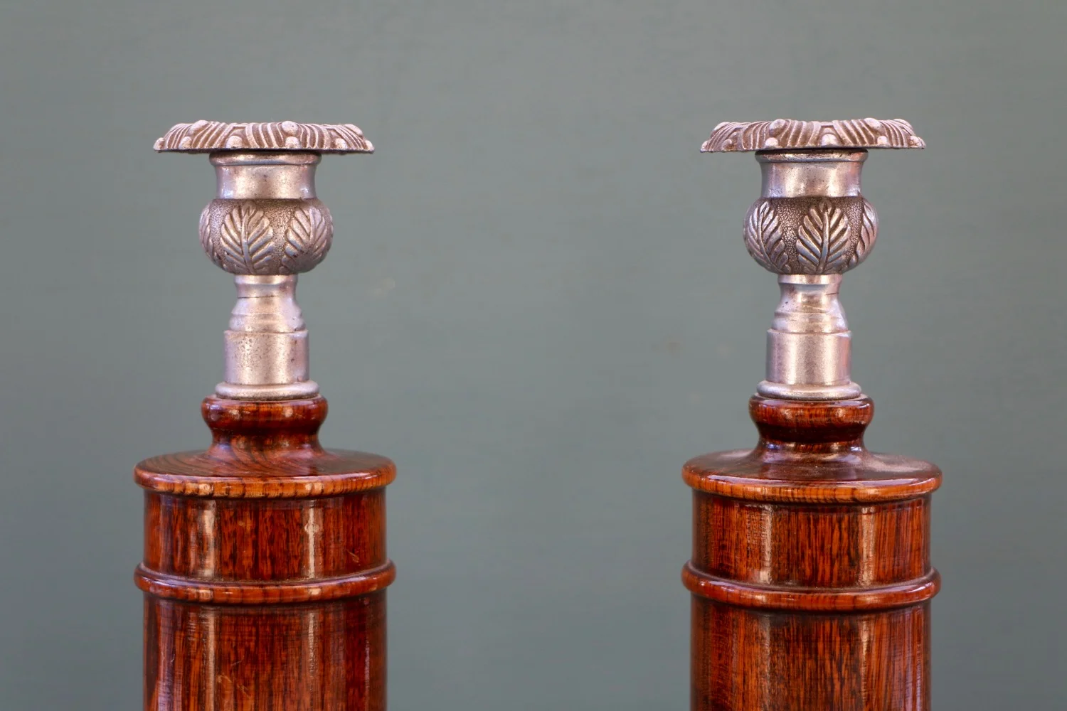 1930s Oak Candlesticks