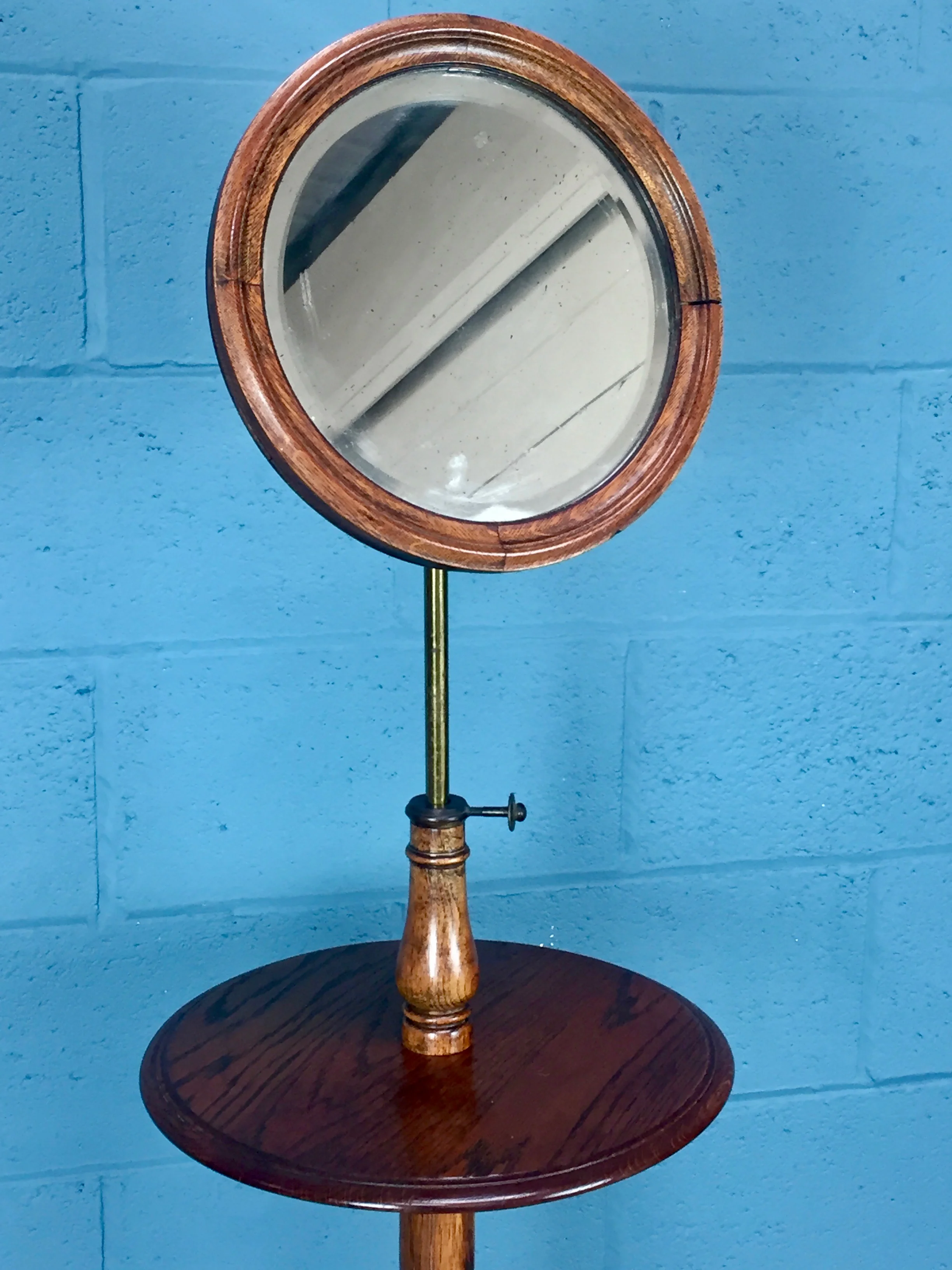 Edwardian oak shaving stand and mirror,