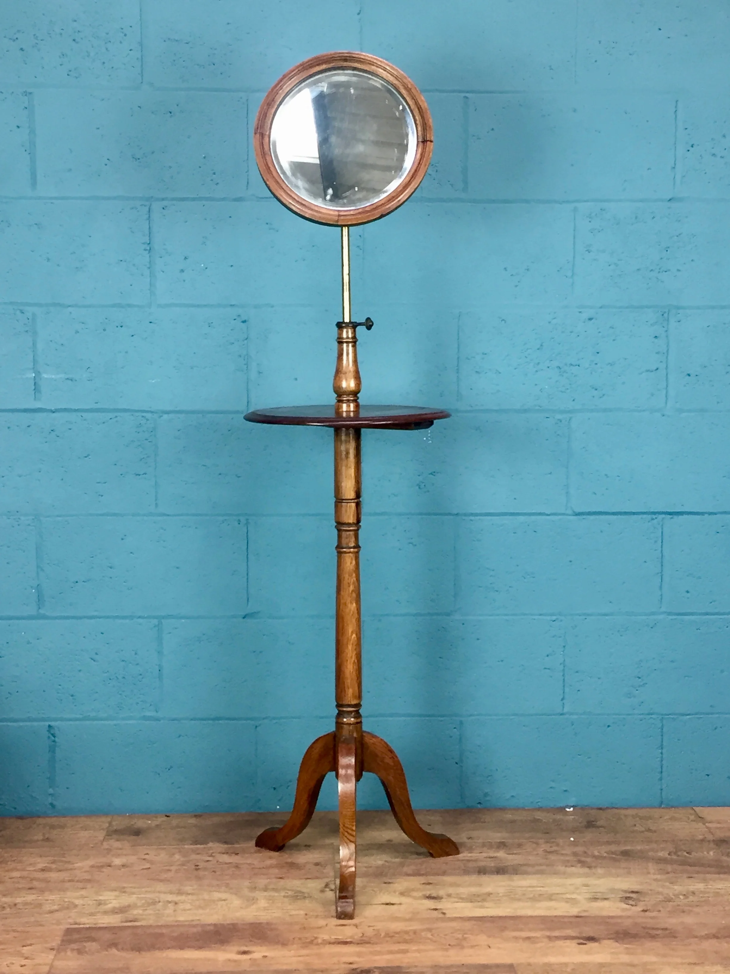 Edwardian oak shaving stand and mirror,