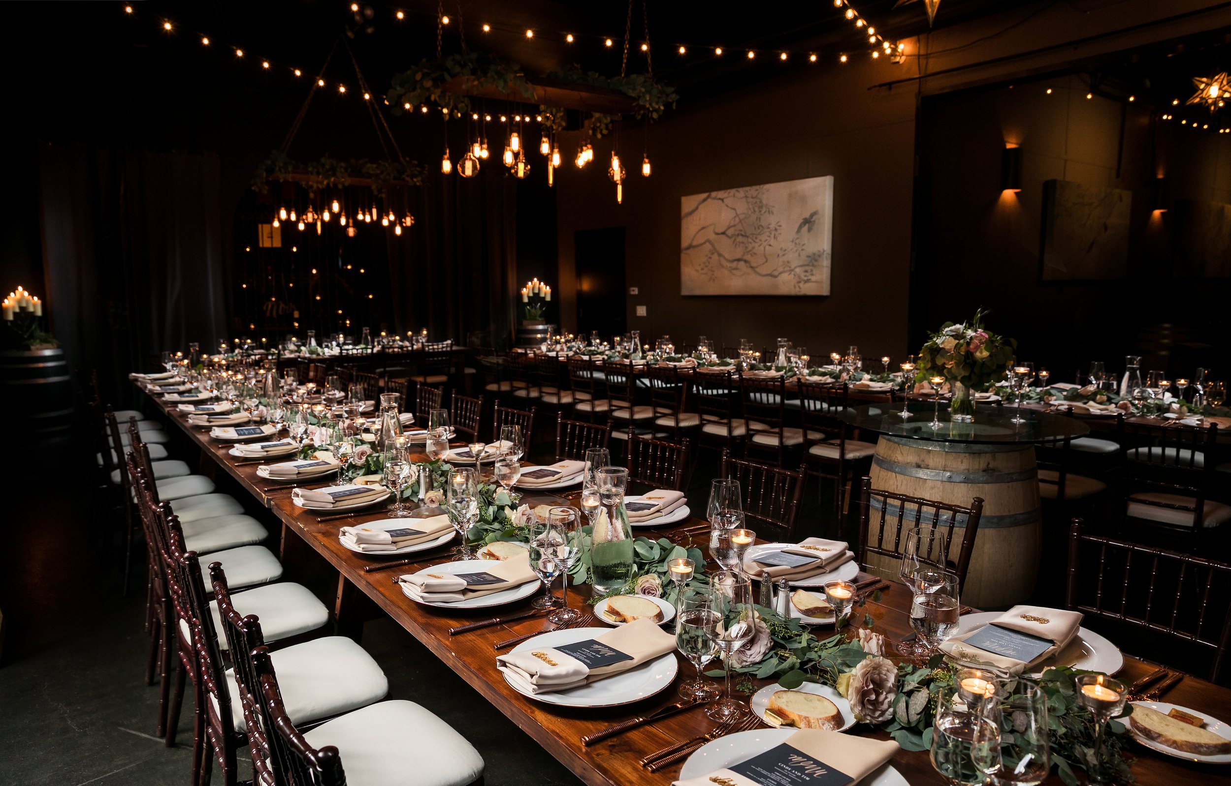 Intimate wedding reception in Seattle at JM Cellars