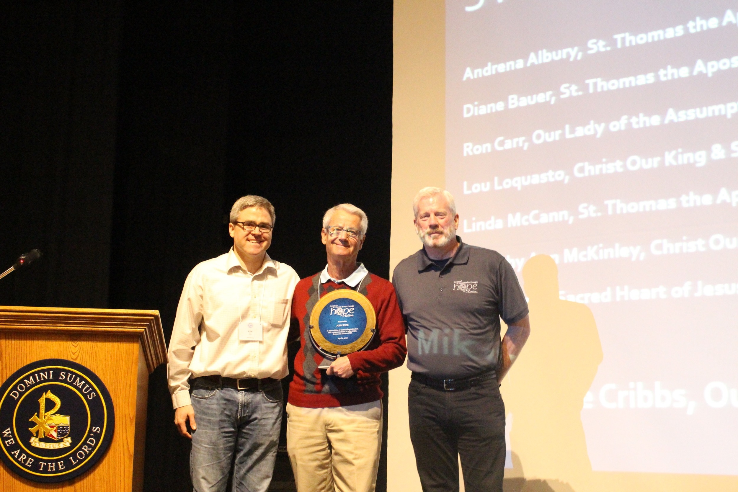 A special award was given to John Pepe for his dedicated work with CMS