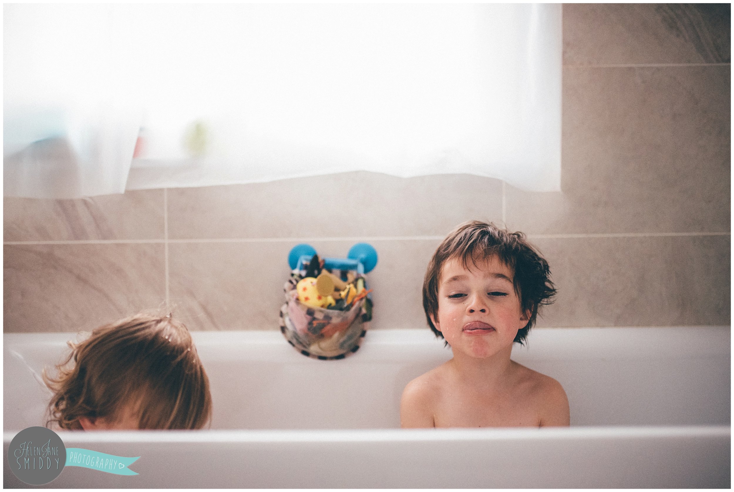 Bathtime in the Frodsham family home during an A Day In The Life photoshoot in Cheshire.