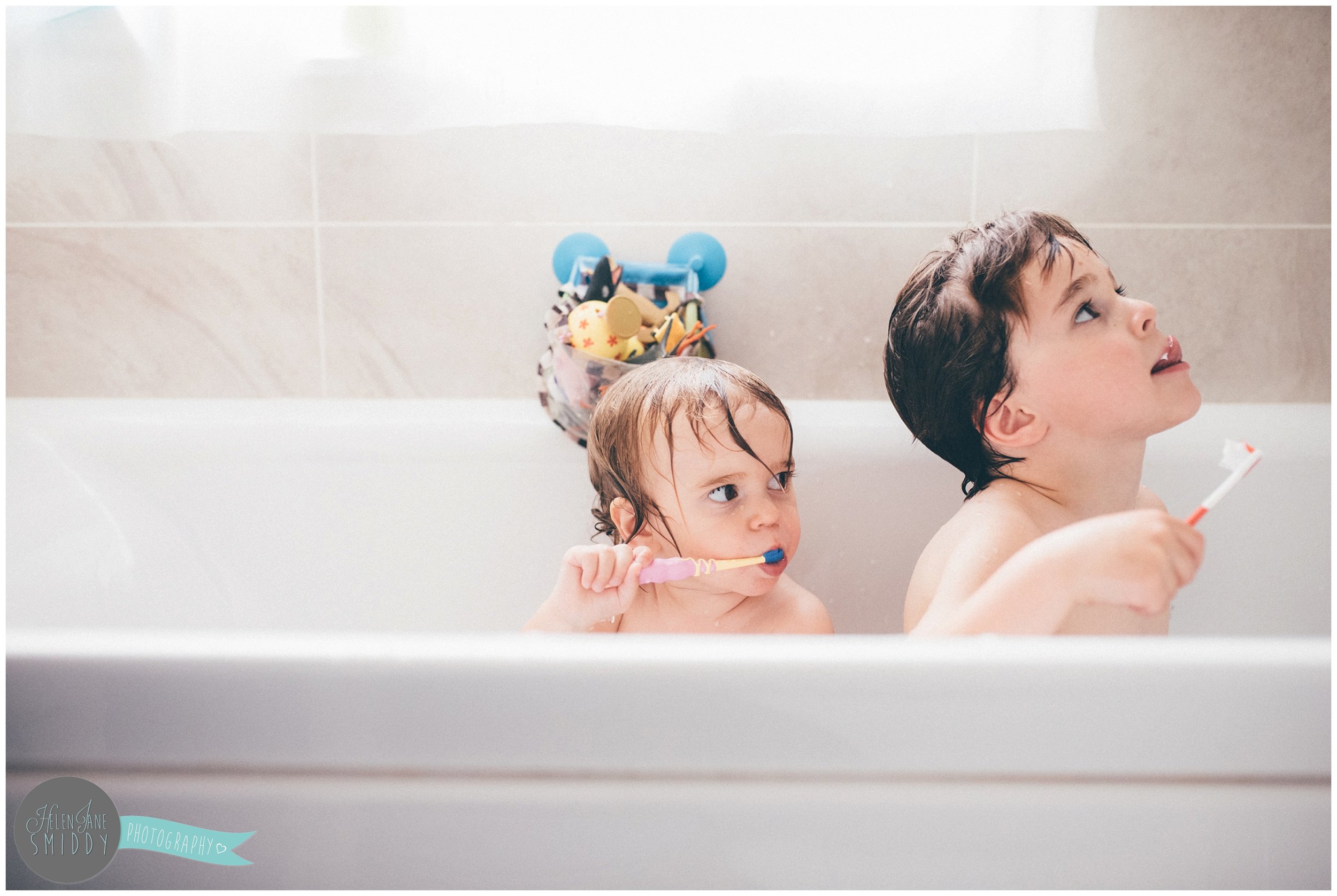 Bathtime in the Frodsham family home during an A Day In The Life photoshoot in Cheshire.