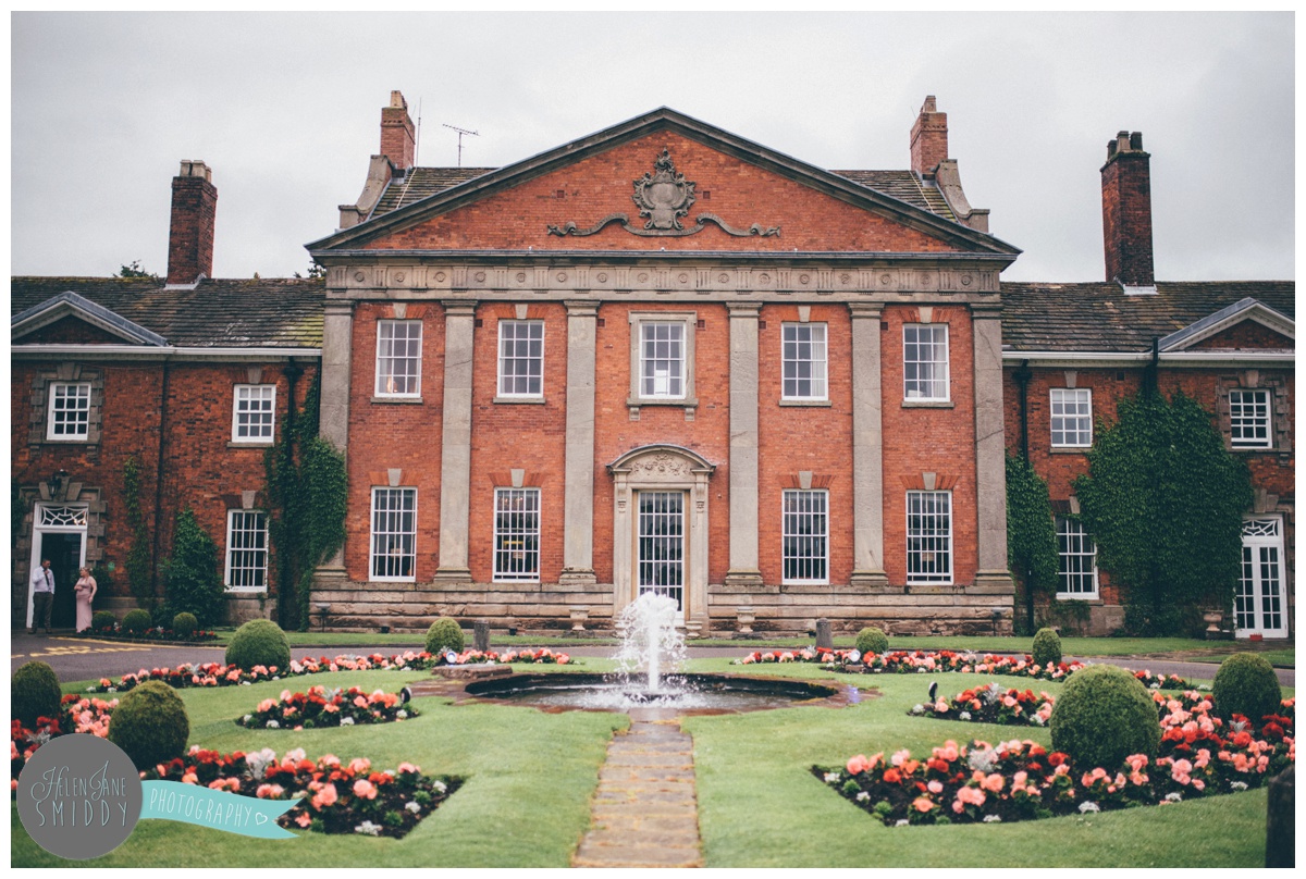 The exterior of Mottram Hall in wilmslow.