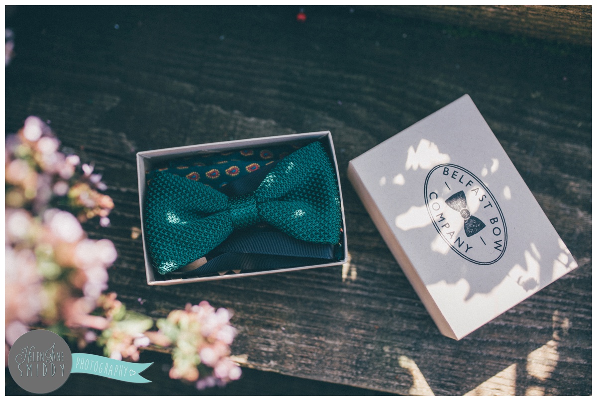 The bow tie company supplied the groomsmen with wedding attire.