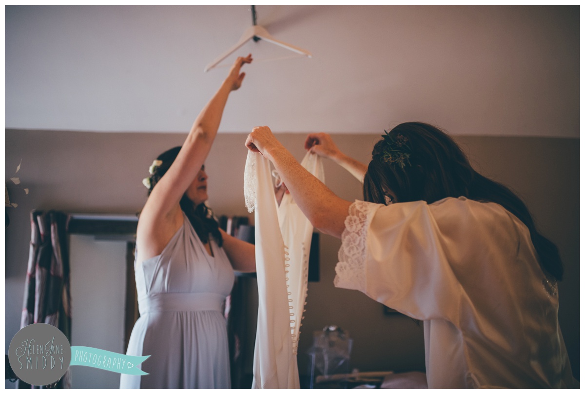 Bridal preparations photographed by Cheshire wedding photographer.