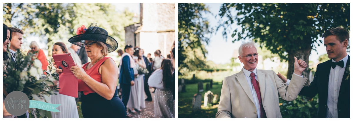 Norfolk wedding guests greet the bride and groom after their beautiful ceremony.