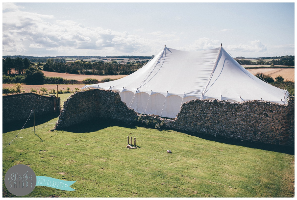 Beautiful marquee at wedding venue Barn Drift in Norfolk.