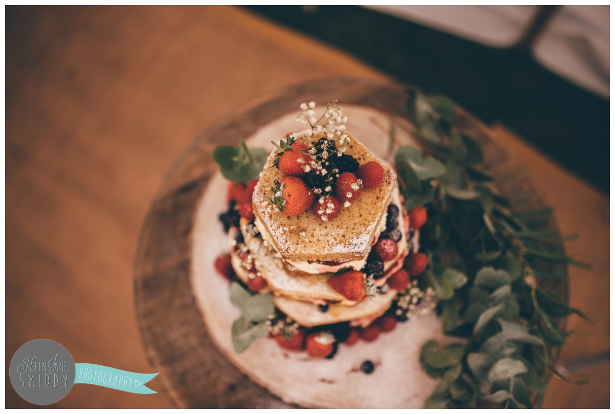 Stunning homemade naked cake at Barn Drift in Norfolk.