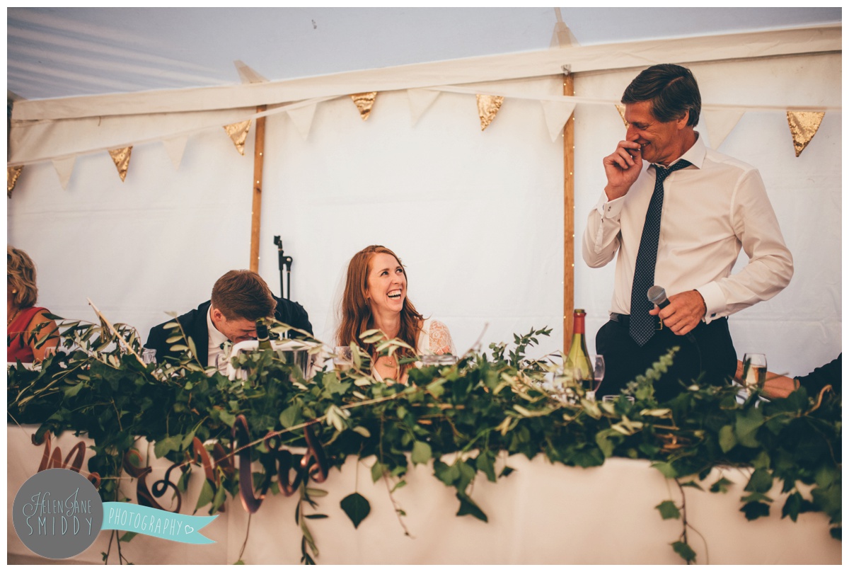 Weddings speeches shot by Cheshire wedding photographer at Barn Drift in Norfolk.