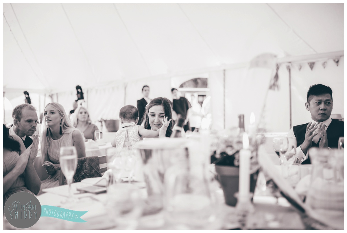 Weddings speeches shot by Cheshire wedding photographer at Barn Drift in Norfolk.