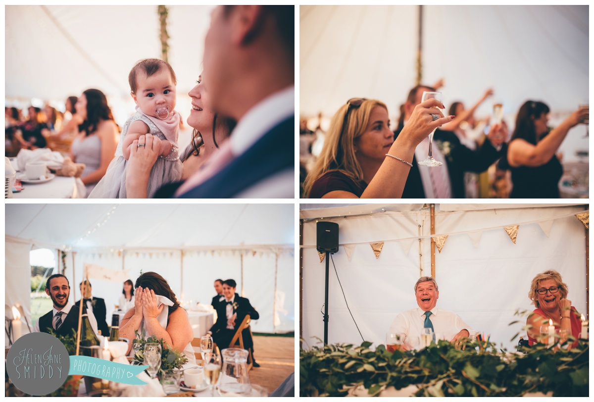 Weddings speeches shot by Cheshire wedding photographer at Barn Drift in Norfolk.