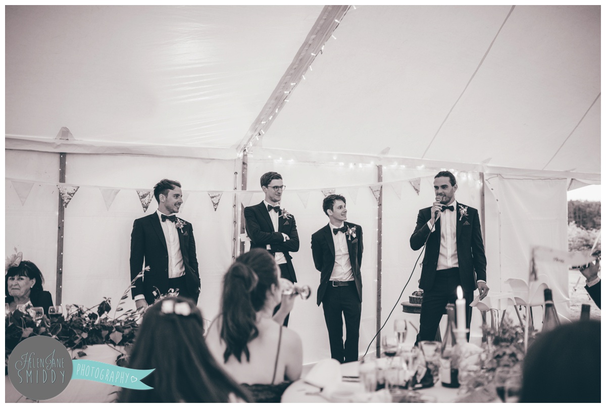 Wedding speeches shot by Cheshire wedding photographer at Barn Drift in Norfolk.