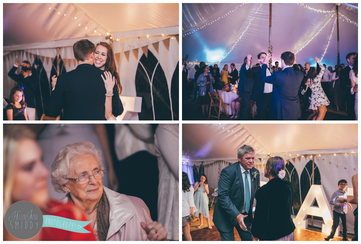 Wedding guests dancing at Barn Drift in Norfolk.