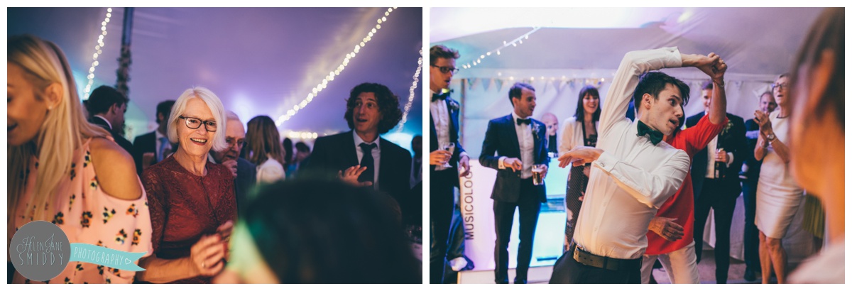 Wedding guests dancing at Barn Drift in Norfolk.