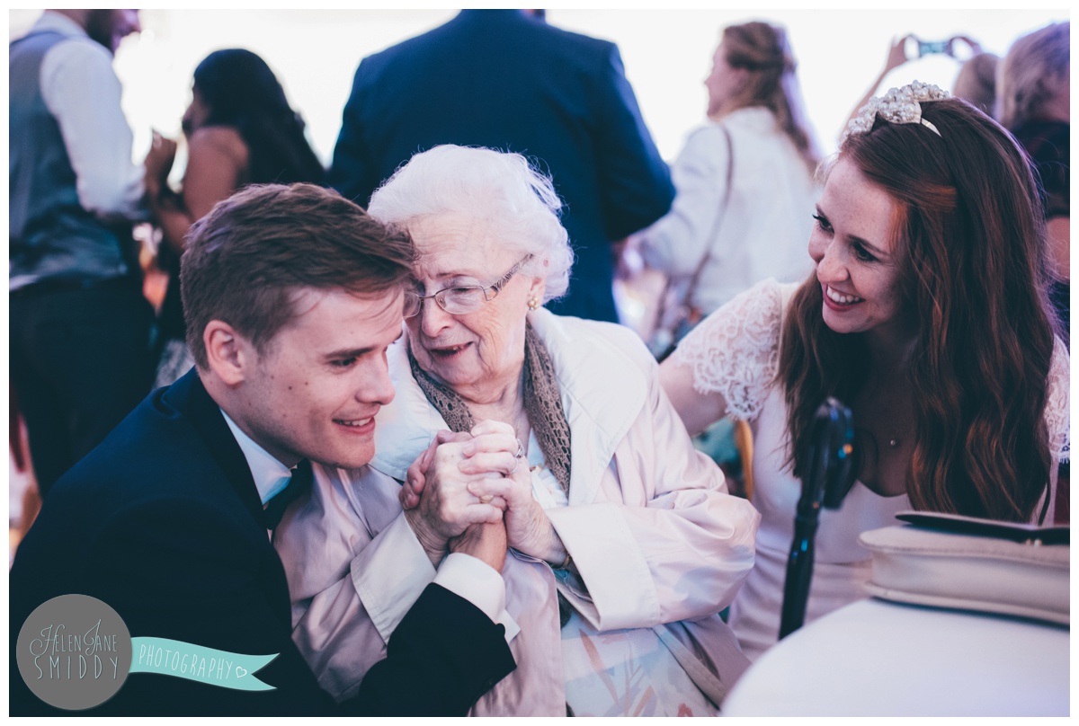 Wedding guests dancing at Barn Drift in Norfolk.