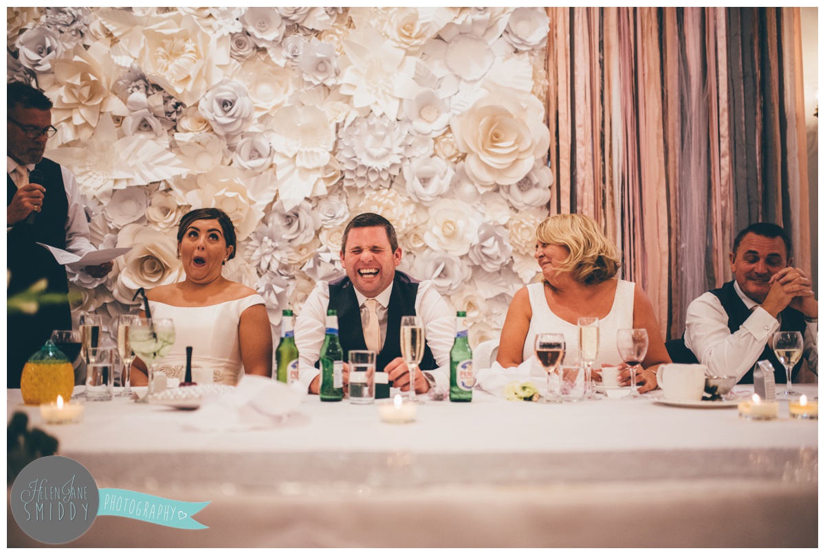 wedding speeches at Statham Lodge in Cheshire.