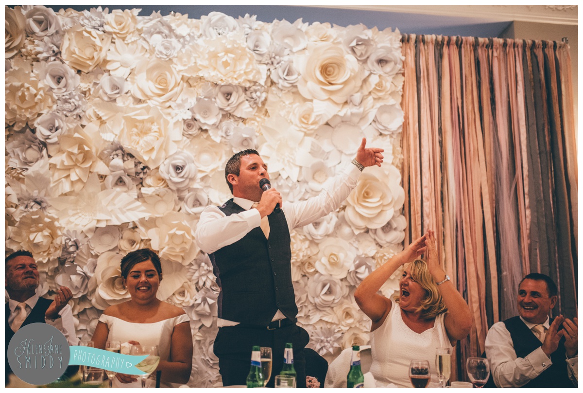 wedding speeches at Statham Lodge in Cheshire.