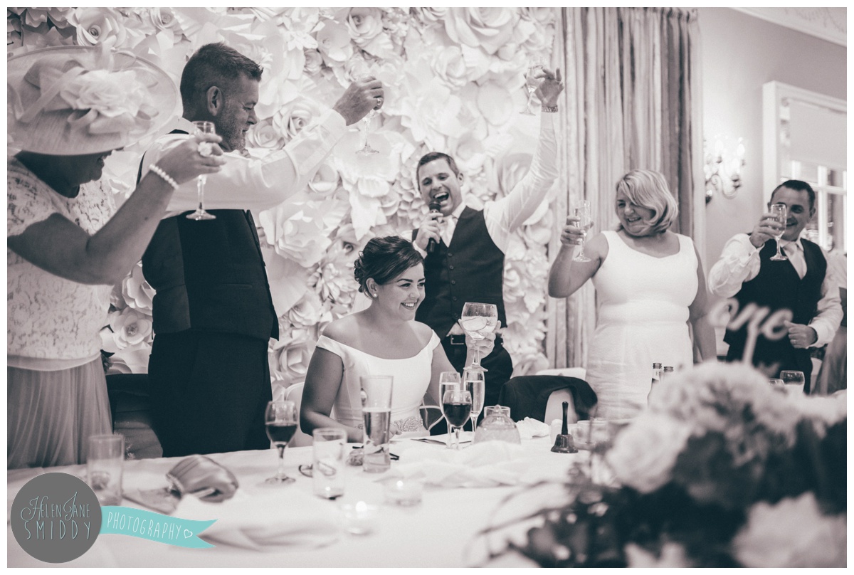 wedding speeches at Statham Lodge in Cheshire.