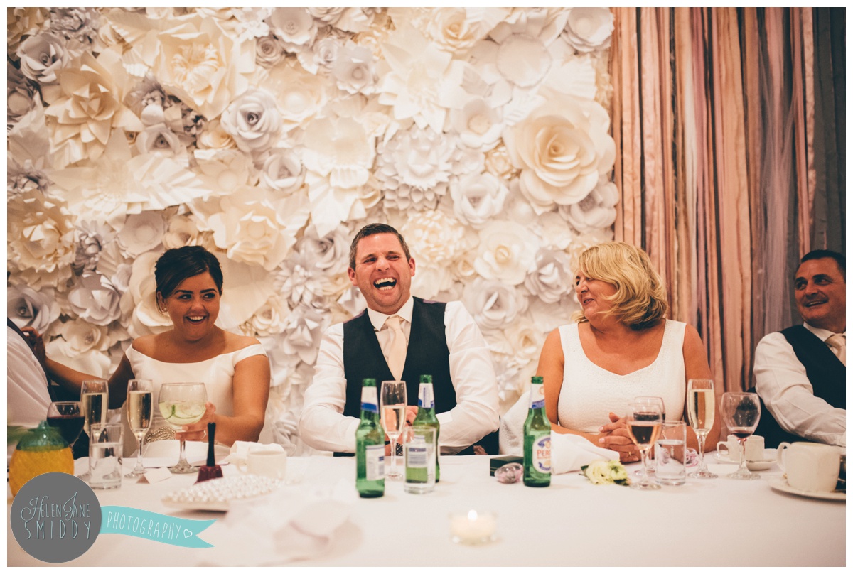 wedding speeches at Statham Lodge in Cheshire.