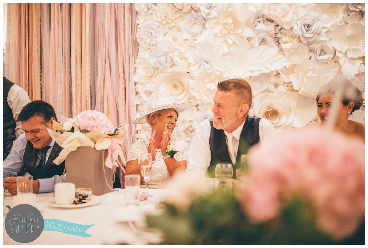 wedding speeches at Statham Lodge in Cheshire.