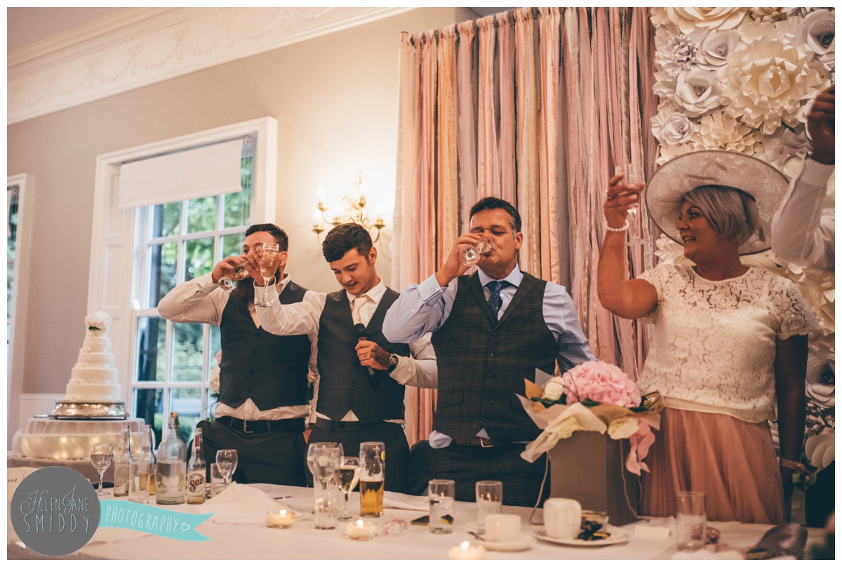 wedding speeches at Statham Lodge in Cheshire.