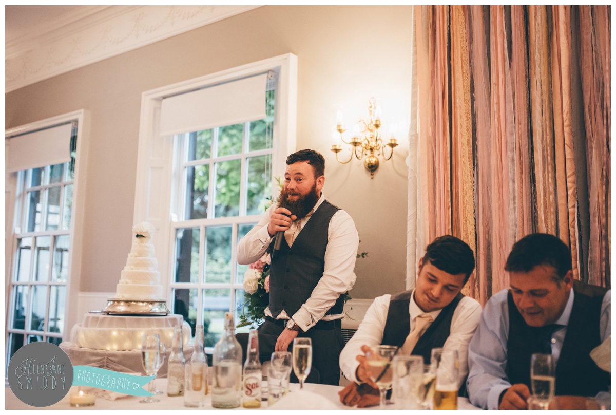 wedding speeches at Statham Lodge in Cheshire.