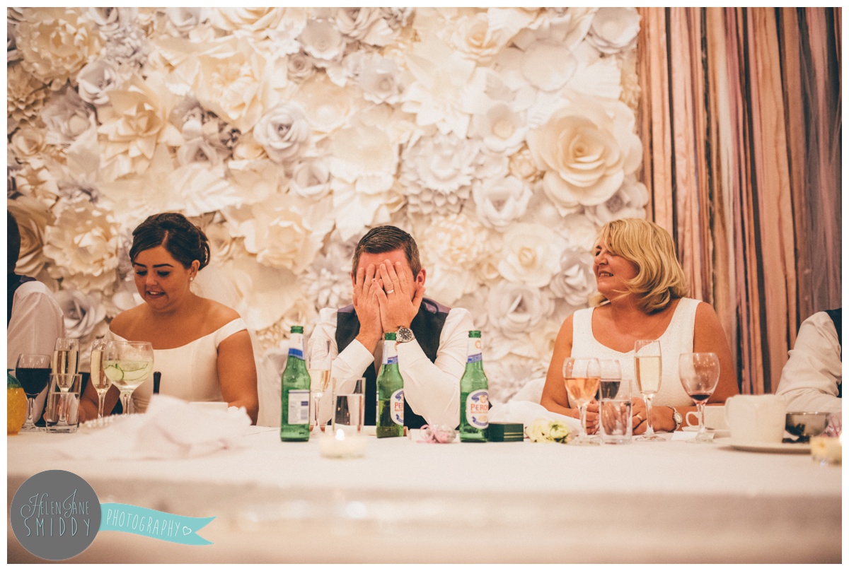 wedding speeches at Statham Lodge in Cheshire.
