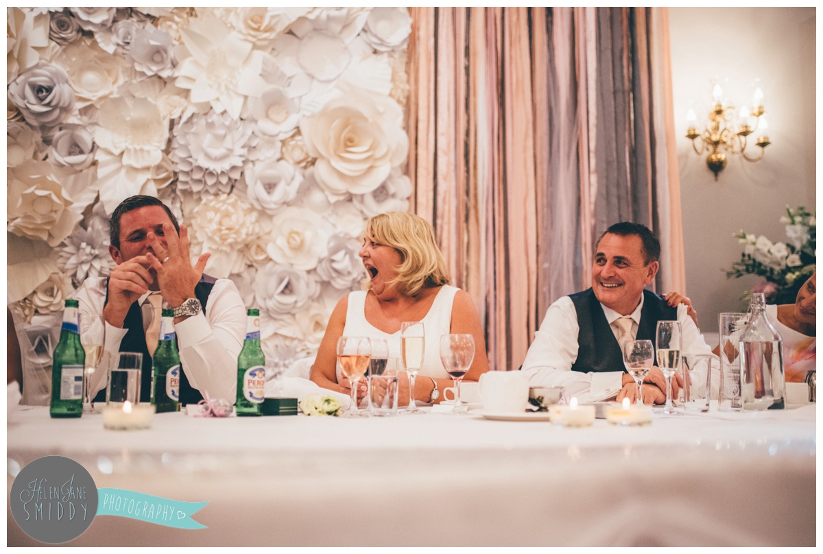 wedding speeches at Statham Lodge in Cheshire.