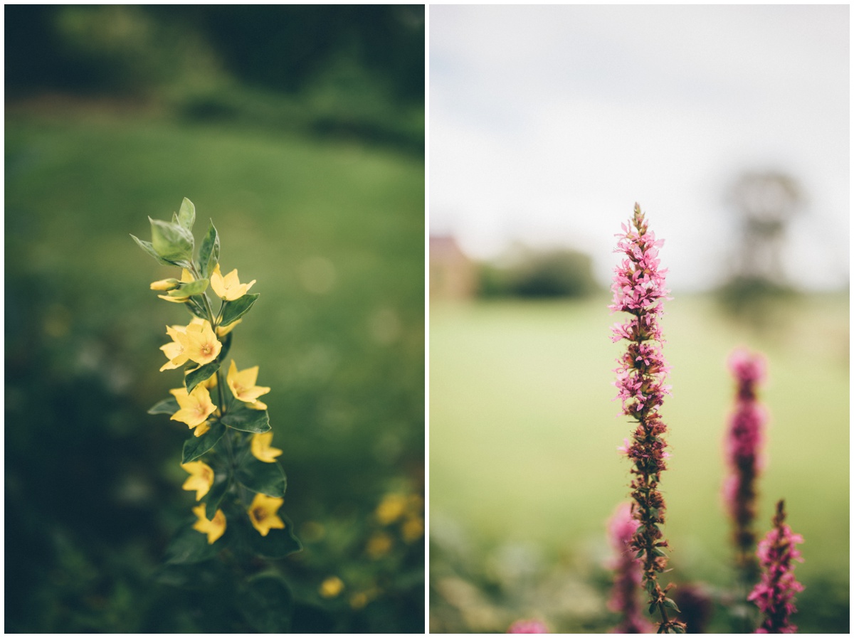 Pretty garden flowers at The Ashes wedding barn in Staffordshire.