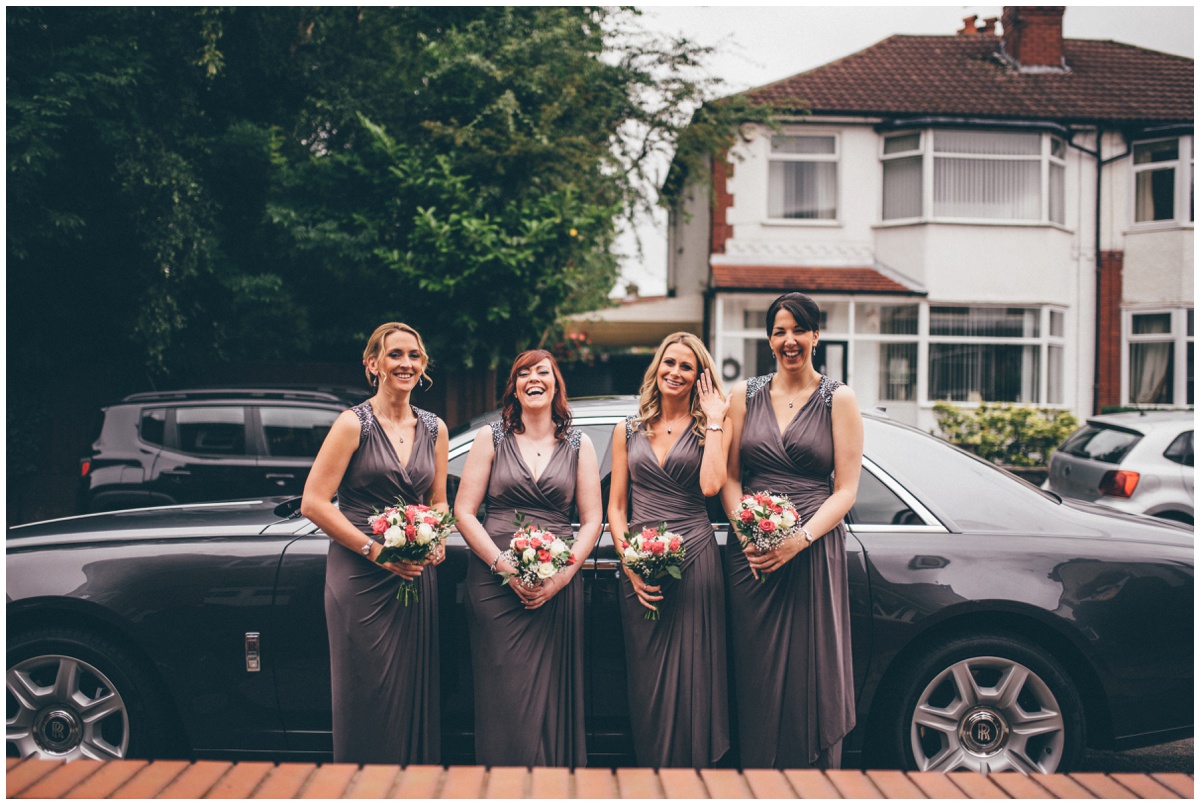 The bridesmaids are all ready to go to the ceremony in Manchester.