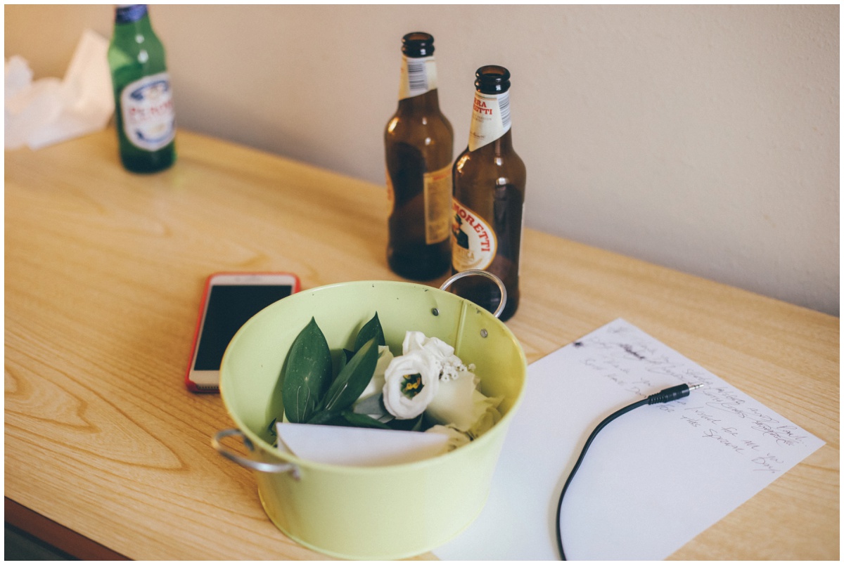 The Groom's prep on the morning of his Manchester wedding.