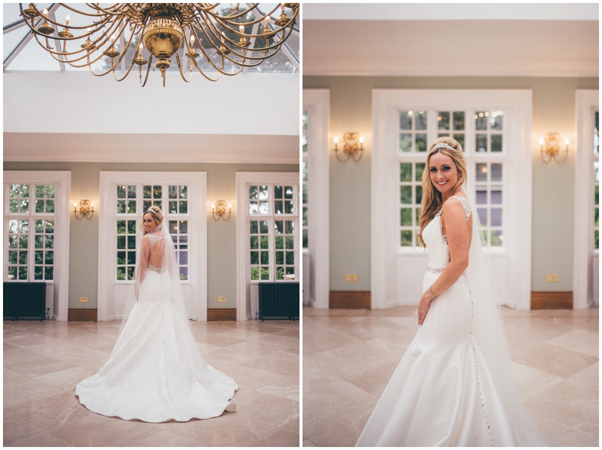 Beautiful bridal portraits in the Orangery at Willington Hall.