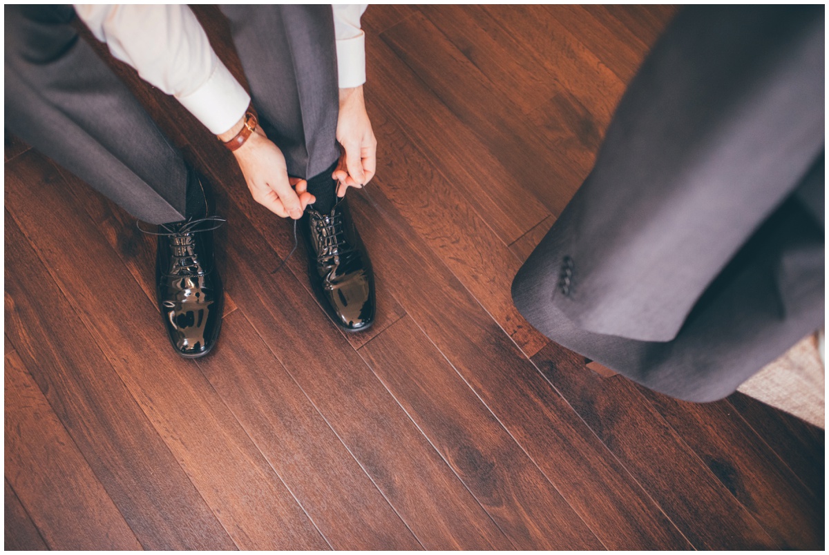 Groom preparation on the morning of the wedding.