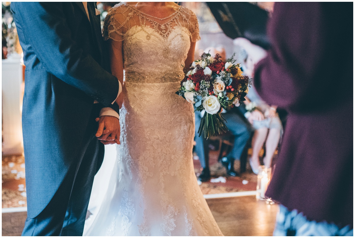 Bride and Groom at Peckforton Castle.