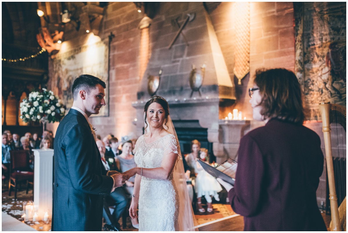 The owl delivered the rings for the bride and groom.