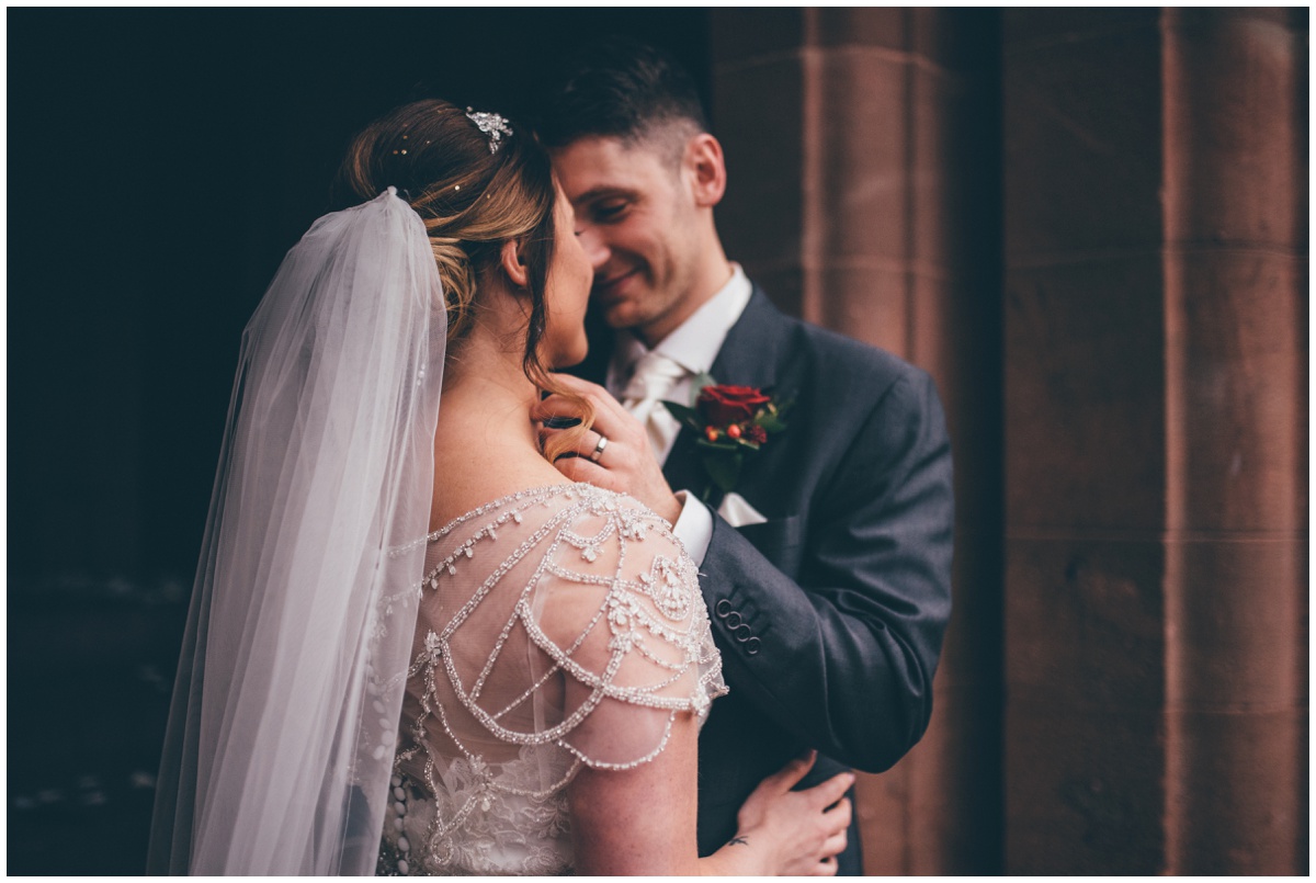 Stunning dress details at Cheshire wedding.
