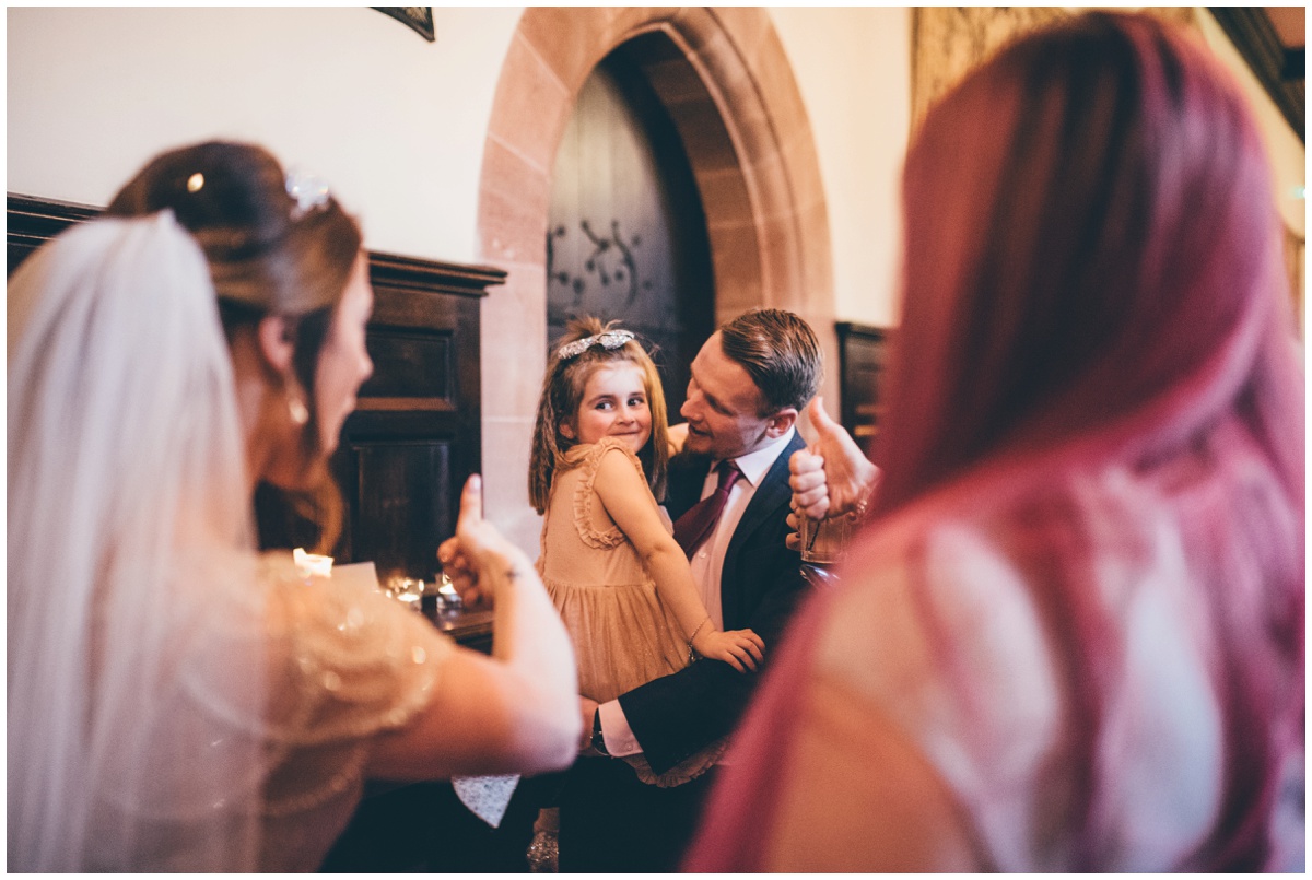 Guests greet the bride and groom at their fairytale wedding in Cheshire.