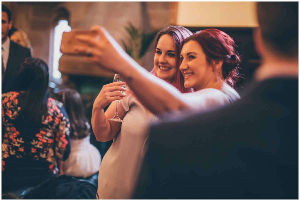 Guests greet the bride and groom at their fairytale wedding in Cheshire.