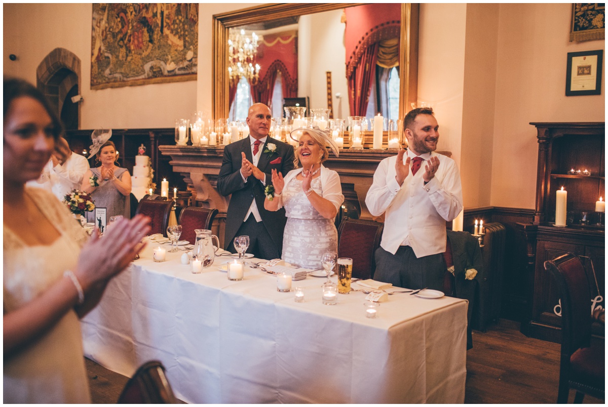 Wedding speeches at Peckforton Castle.