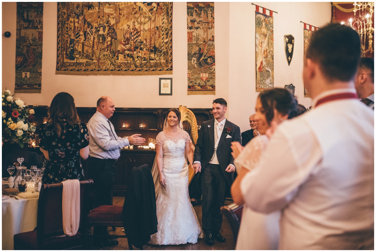 Wedding speeches at Peckforton Castle.