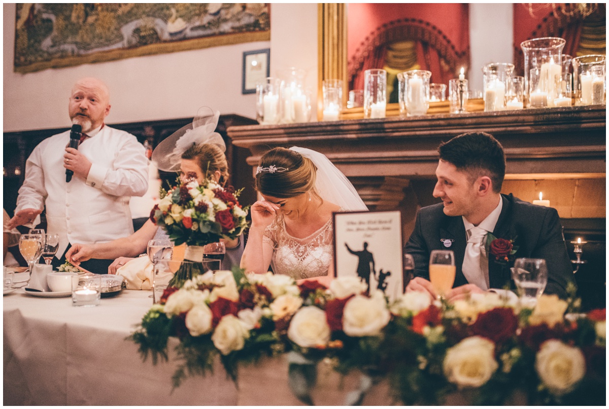 Wedding speeches at Peckforton Castle.