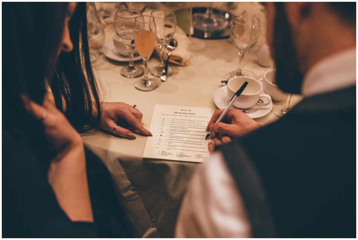 Wedding speeches at Peckforton Castle.