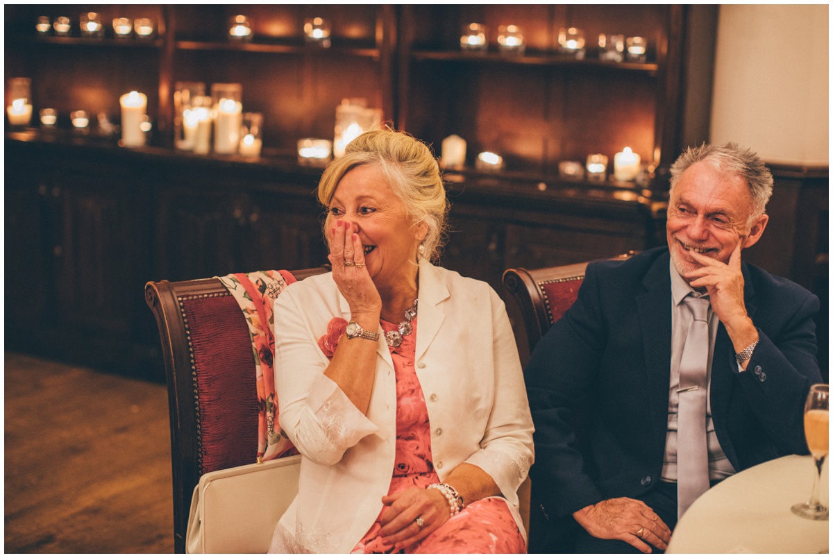 Wedding speeches at Peckforton Castle.