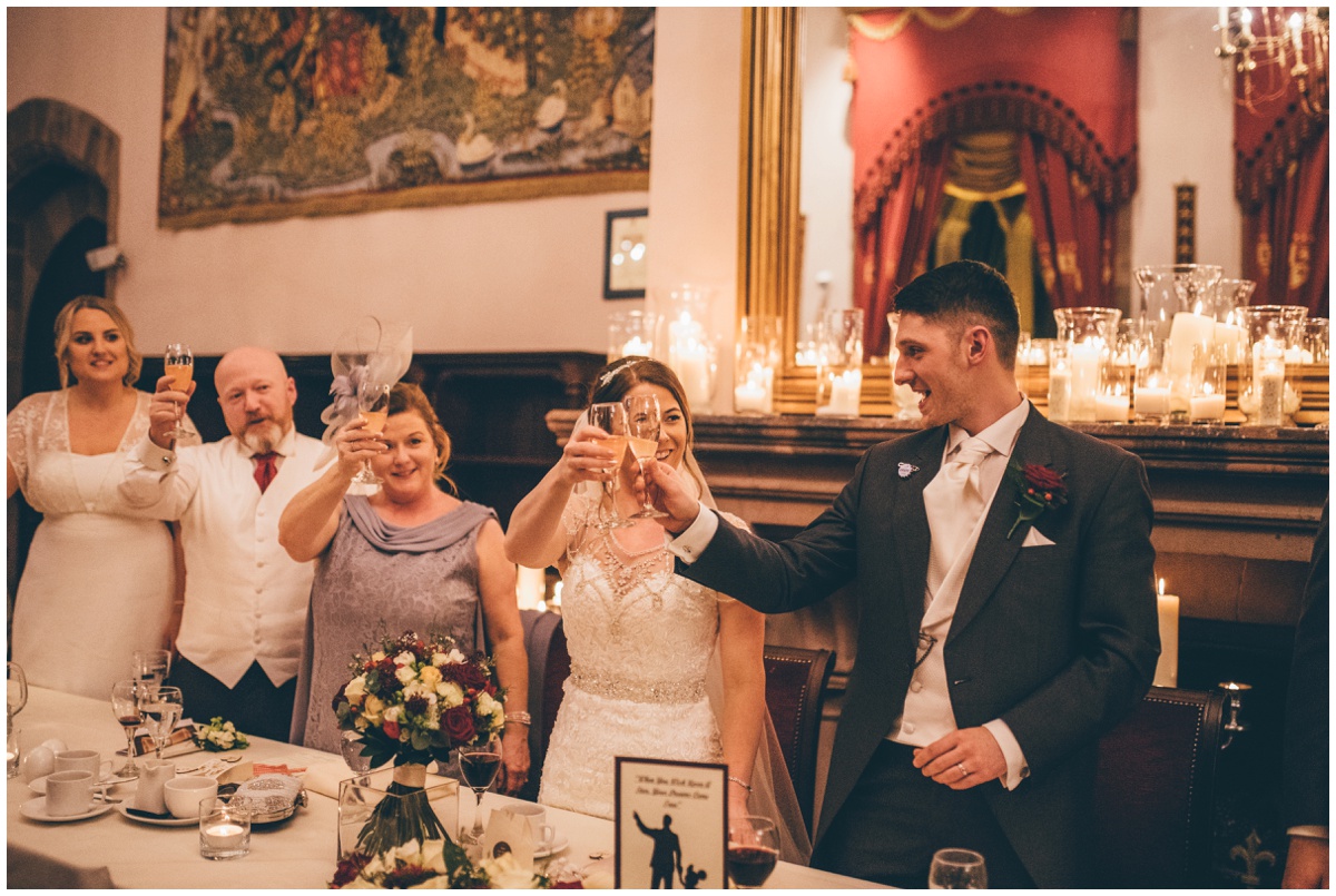 Wedding speeches at Peckforton Castle.