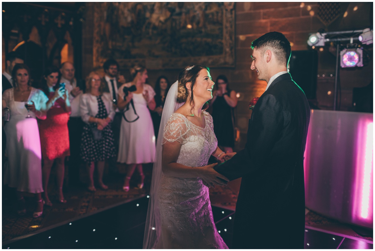 Bride and groom's First Dance at Peckforton Castle.