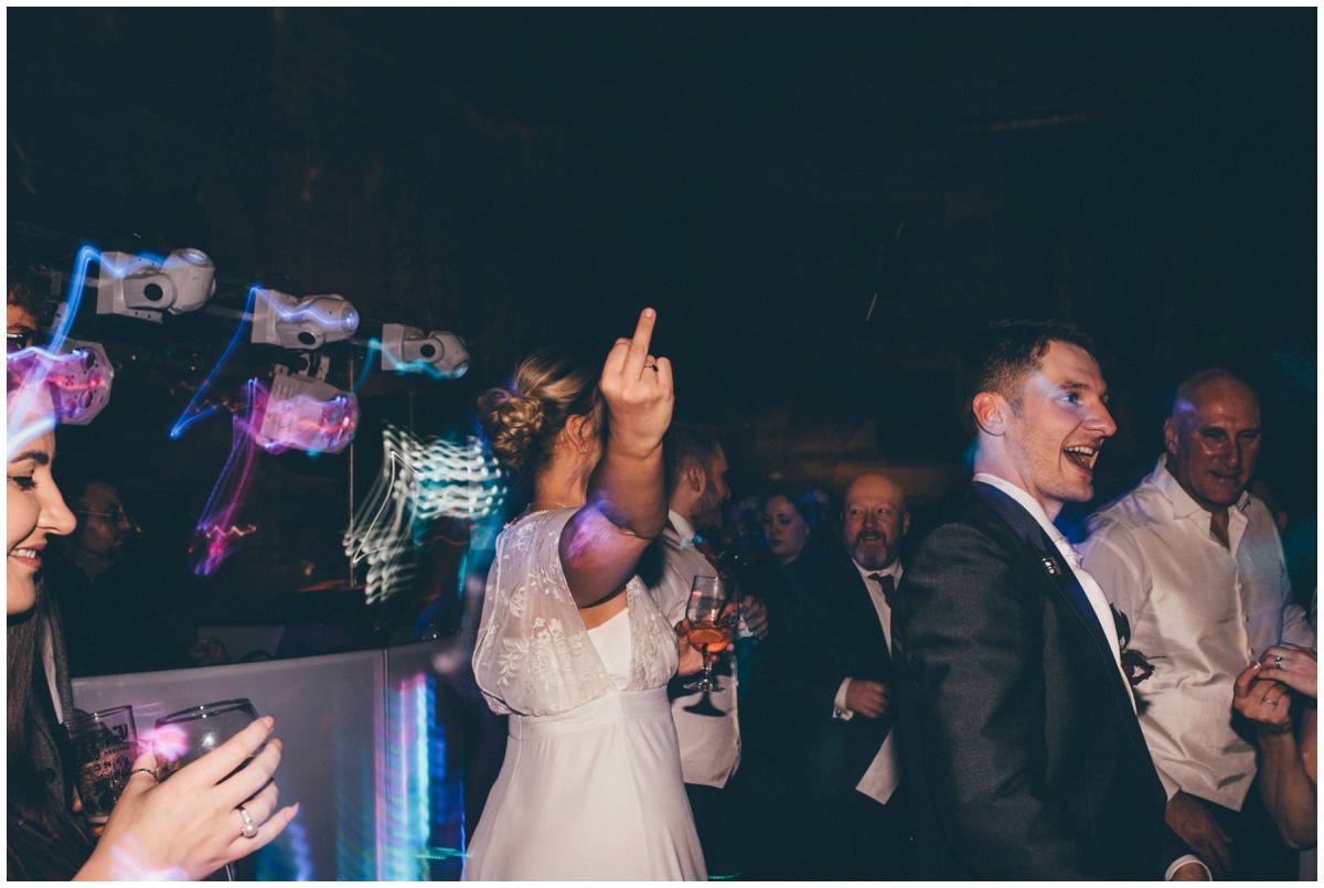 Guests dance the night away at Peckforton Castle wedding.