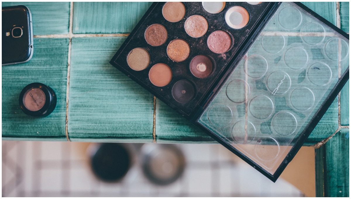 Make-up palette used to do the bride's makeup on her wedding morning.